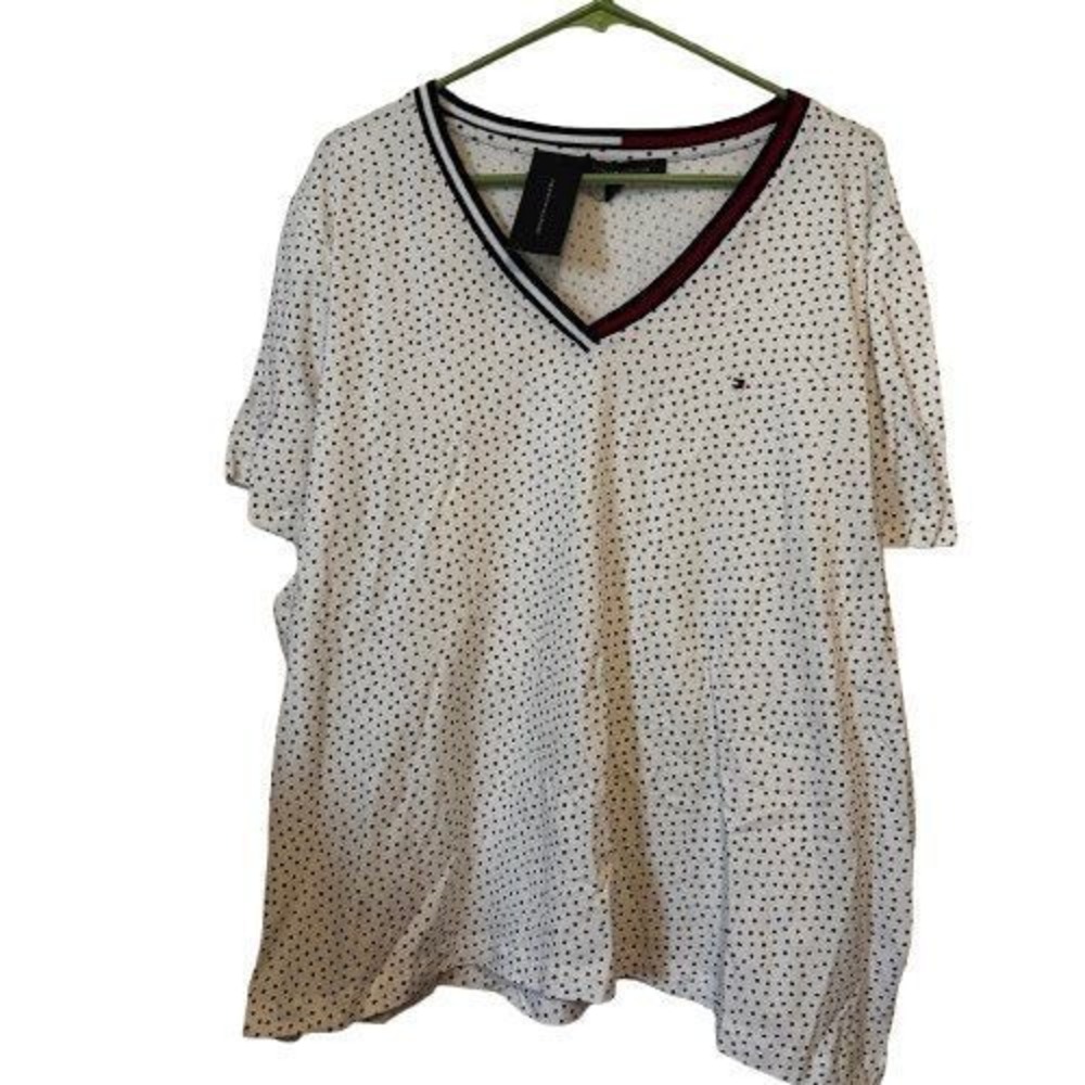 Tommy Hilfiger Shirt 3XL NWT Flag Tee V-Neck Polka Dots Short Sleeve W2AHR231